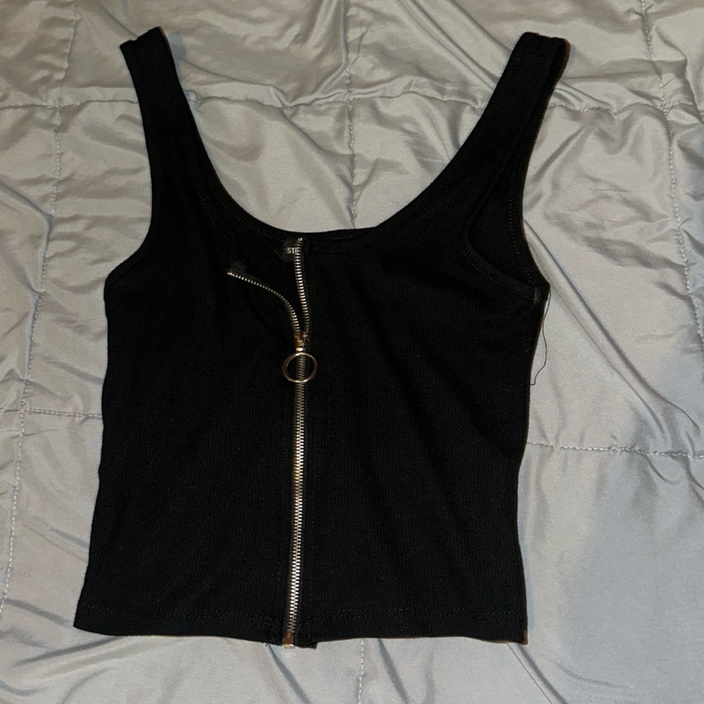 Black zipper tank top